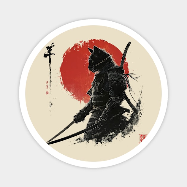 cat samurai Magnet by dorapeterx